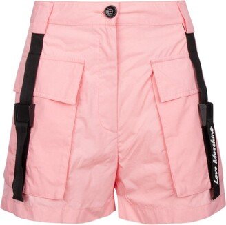 Logo Printed High-Waist Cargo Shorts