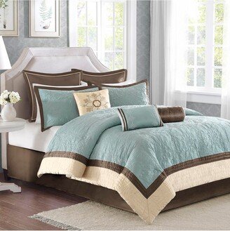 Gracie Mills 9-pc Juliana Charmeuse Comforter Set, Blue - King