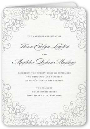 Wedding Program Cards: Dazzling Lace Wedding Program, Grey, 5X7, Matte, Folded Smooth Cardstock, Rounded