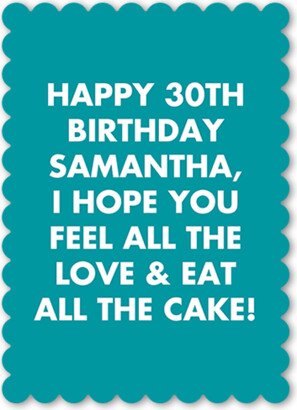 Birthday Greeting Cards: Bold Message Birthday Card, Blue, 5X7, Matte, Signature Smooth Cardstock, Scallop