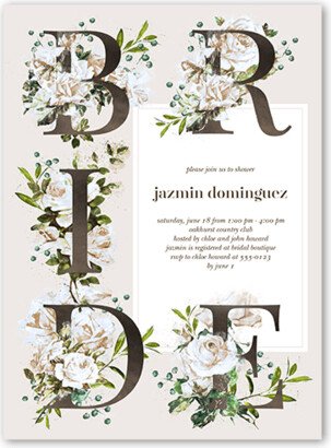 Bridal Shower Invitations: Bouquet Bride Bridal Shower Invitation, Beige, 6X8, Matte, Signature Smooth Cardstock, Square