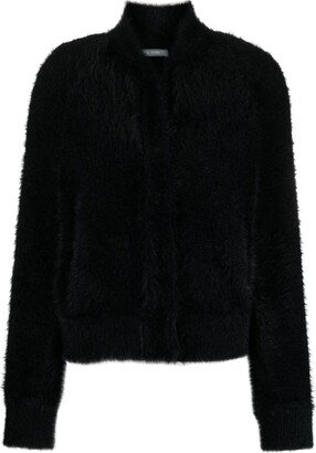 Black Faux-fur Cardigan