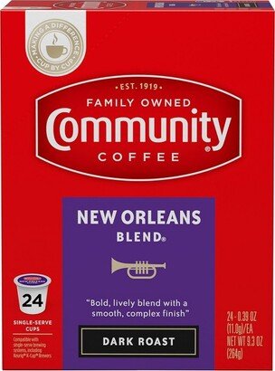 Community Coffee New Orleans Blend Dark Roast Coffee - Single Serve Pods - 24ct