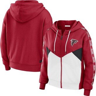 Women's Wear by Erin Andrews Red, White Atlanta Falcons Plus Size Color Block Full-Zip Hoodie - Red, White