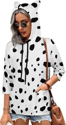 MENRIAOV Dalmatian Print Womens Cute Hoodies with Cat Ears Sweatshirt Pullover with Pockets Shirt Top 4XL Style