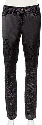 Black Flocked Satin Tapered Leg Just Chic Jeggings L