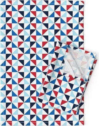 Red White & Blue Tea Towels | Set Of 2 - Pinwheels By Misstiina Independence Day Geometric Linen Cotton Spoonflower