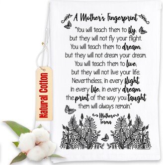Inspirational Kitchen Tea Towels-A Mother's Fingerprint-Flour Sack Dish Towel-Mother's Day Gift Women's Month Themed Cleaning Cloth