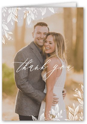 Wedding Thank You Cards: Garland Bliss Thank You Card, Green, 3X5, Matte, Folded Smooth Cardstock