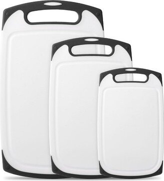 Belwares Plastic Cutting Boards Set of 3, with Non-Slip Feet & Deep Drip Juice Groove