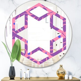 Designart 'Tropical Palm Leaves IV' Printed Modern Round or Oval Wall Mirror - Hexagon Star