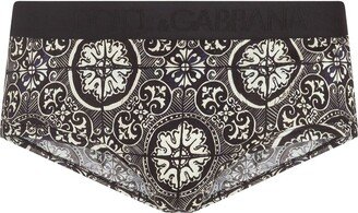 Maiolica-print cotton briefs