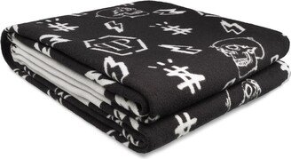 Skull-Print Fine-Knit Blanket