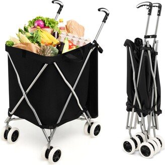 Slickblue Folding Shopping Utility Cart with Water-Resistant Removable Canvas Bag