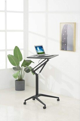 Mobile Pneumatic Laptop Rolling Desk 28” Wide Desktop 33.5” to 45.5” Height Adjustable