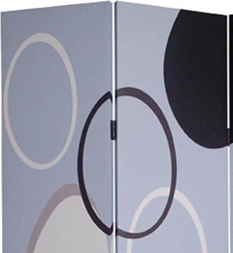 3 Panel Room Divider with Overlapping Circles Pattern - 72 H x 2 W x 48 L Inches