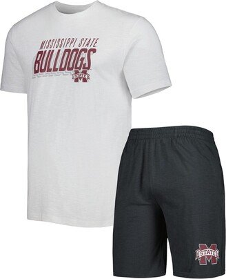 Men's Concepts Sport Charcoal, White Mississippi State Bulldogs Downfield T-shirt and Shorts Set - Charcoal, White