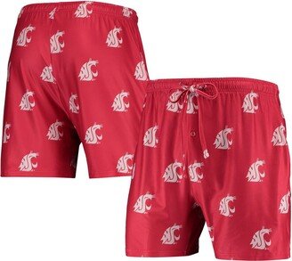 Men's Concepts Sport Crimson Washington State Cougars Flagship Allover Print Jam Shorts