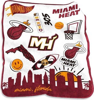 Miami Heat 50'' x 60'' Native Raschel Plush Throw Blanket - White, Pink