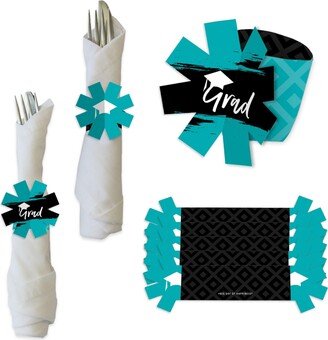 Big Dot Of Happiness Teal Grad Best is Yet to Come Graduation Party Paper Holder Napkin Rings 24 Ct