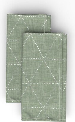 Cloth Napkins: Boho Triangles - Sage Cloth Napkin, Longleaf Sateen Grand, Green