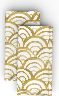 Cloth Napkins: Mermaid Scallops - Gold Cloth Napkin, Longleaf Sateen Grand, Yellow