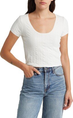 Pointelle Scoop Neck Crop Top