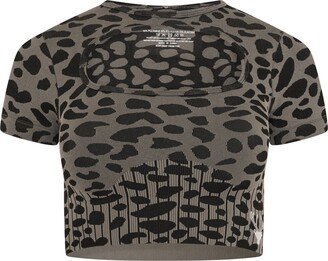 Twill Active Caneva Leopard Recycled Cut Out Crop Top – Grey