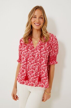 Hyacinth House Red and Pink Floral V-Neck Colleen Blouse