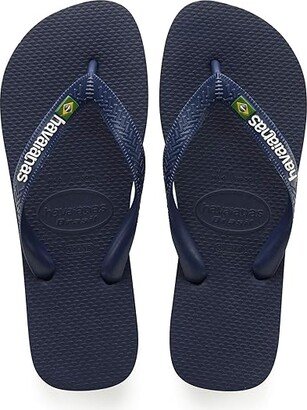 Brazil Logo Unisex Flip Flops (Navy Blue) Women's Sandals