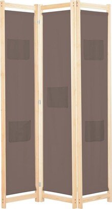 3-Panel Room Divider Brown 47.2x66.9x1.6 Fabric