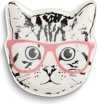 Curata Cat with Glasses Ceramic Trinket Dish