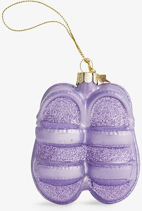 Selfridges Edit Purple Glitter Sandals Hand-painted Glass Christmas Decoration 8.5cm