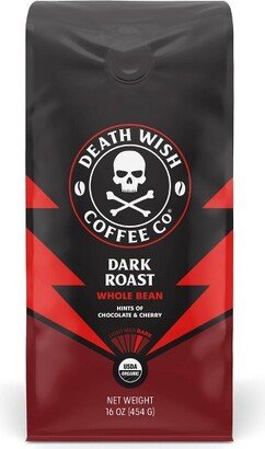 Death Wish Coffee Co Death Wish Dark Roast Coffee Whole Bean Coffee Fair Trade and Organic - 16oz