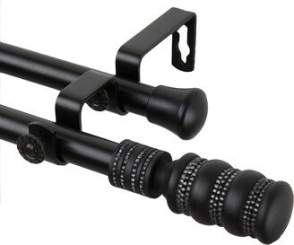InStyleDesign Cork Adjustable Black Double Curtain Rod with Finial