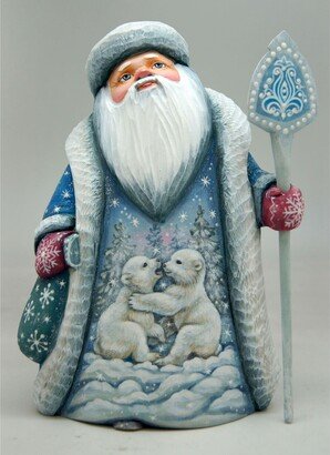 G.DeBrekht Woodcarved Playful Bears Santa Figurine