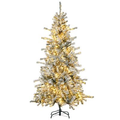 6' Flocked Artificial Christmas Tree with Warm White LED Lights