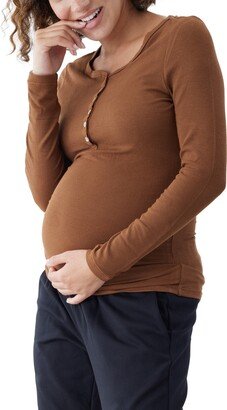 Ribbed Maternity/Nursing Henley Tee