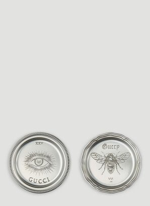 Set Of Two Bee Coasters - Kitchen Silver One Size