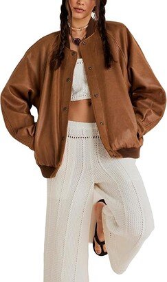 Wild Rose Suede Bomber (Chestnut Combo) Women's Clothing