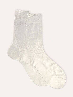 One Ribbed Laminated Sock - Silver