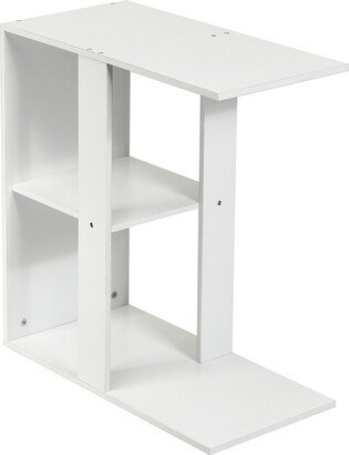 3-tier Side Table W/Storage Shelf Space-saving Nightstand White