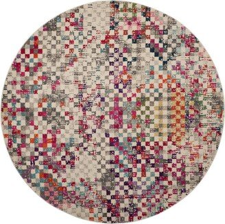 Monaco Gray and Multi 6'7 x 6'7 Round Area Rug