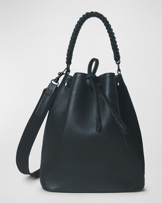 Callista Drawstring Grained Leather Bucket Bag