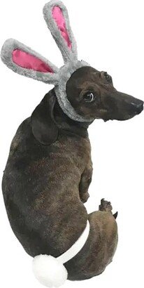 Midlee Easter Bunny Gray & Pink Dog Rabbit Ears with Tail (Small)