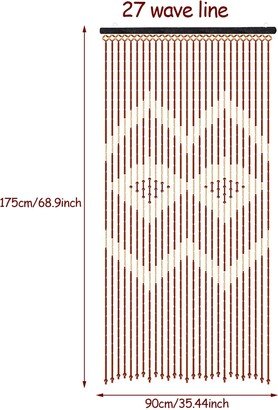 Wood Bamboo Beaded Curtain Handmade Room Divider Curtain 31 Lines