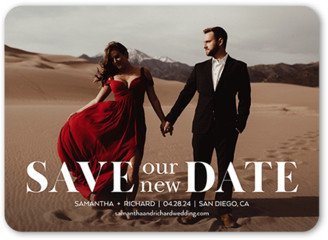 Save The Date Cards: The New Date Save The Date, White, 5X7, Standard Smooth Cardstock, Rounded