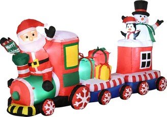 8' Inflatable Christmas Train with Santa Claus Outdoor Yard Display