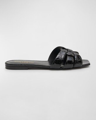 Tribute Croco Flat Slide Sandals