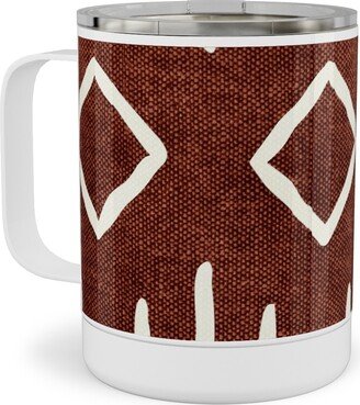 Travel Mugs: Diamond Mud Cloth Stainless Steel Mug, 10Oz, Brown